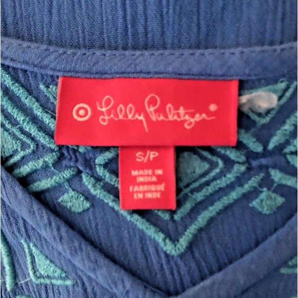 Lilly Pulitzer Bluebell Tunic Top Womens Sz S Palm Beach Embroidered Gauze Boho - Picture 5 of 11